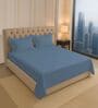 Dusty Blue Solid 400 TC Cotton King Sized Bedsheet with 2 Pillow Covers