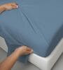 Dusty Blue Solid 400 TC Cotton King Sized Bedsheet with 2 Pillow Covers