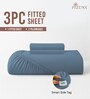 Dusty Blue Solid 400 TC Cotton King Sized Fitted sheet with 2 Pillow Covers