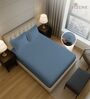 Dusty Blue Solid 400 TC Cotton King Sized Fitted sheet with 2 Pillow Covers