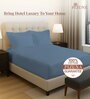 Dusty Blue Solid 400 TC Cotton King Sized Fitted sheet with 2 Pillow Covers