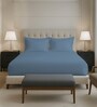 Dusty Blue Solid 400 TC Cotton King Sized Fitted sheet with 2 Pillow Covers
