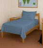 Dusty Blue Solid 400 TC Cotton Single Sized Bedsheet with 1 Pillow Cover