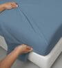 Dusty Blue Solid 400 TC Cotton Single Sized Bedsheet with 1 Pillow Cover