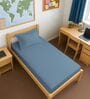 Dusty Blue Solid 400 TC Cotton Single Sized Fitted sheet with 1 Pillow Cover