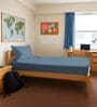Dusty Blue Solid 400 TC Cotton Single Sized Fitted sheet with 1 Pillow Cover