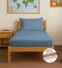 Dusty Blue Solid 400 TC Cotton Single Sized Fitted sheet with 1 Pillow Cover