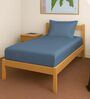 Dusty Blue Solid 400 TC Cotton Single Sized Fitted sheet with 1 Pillow Cover