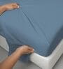 Dusty Blue Solid 400 TC Cotton Super King Sized Bedsheet with 4 Pillow Covers