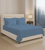 Dusty Blue Solid 400 TC Cotton Super King Sized Bedsheet with 4 Pillow Covers