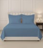 Dusty Blue Solid 400 TC Cotton Super King Sized Bedsheet with 4 Pillow Covers