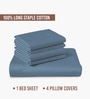 Dusty Blue Solid 400 TC Cotton Super King Sized Bedsheet with 4 Pillow Covers