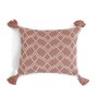 Dusty Coral & Natural 100% Cotton Gianna 18X18 Inches Knitted Cushion Cover