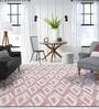 Dusty Rose Geometric Polyester 9 ft x 12 ft Machine Made Carpet