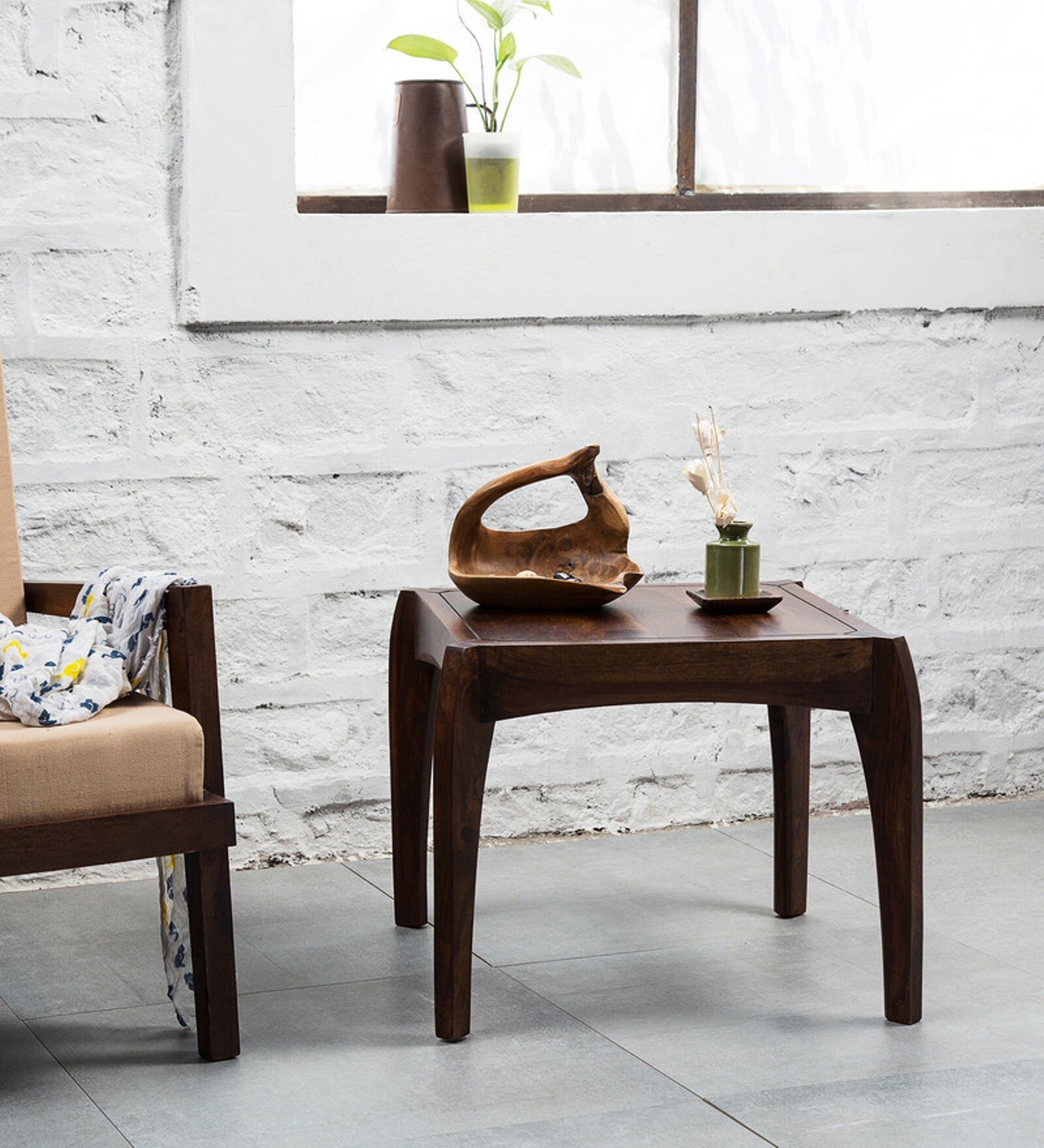 Buy Dvina Coffee Table in Provincial Teak Finish on Rent Online