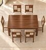 Dvira 6 Seater Dining Set In Provincial Teak Finish With Beige Colour Chair Dvira 6 Seater Dining Set In Provincial Teak Finish With Beige Colour Chair
