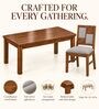 Dvira 6 Seater Dining Set In Provincial Teak Finish With Grey Colour Chair Dvira 6 Seater Dining Set In Provincial Teak Finish With Grey Colour Chair