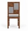 Dvira 6 Seater Dining Set In Provincial Teak Finish With Grey Colour Chair Dvira 6 Seater Dining Set In Provincial Teak Finish With Grey Colour Chair