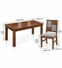 Dvira 6 Seater Dining Set In Provincial Teak Finish With Grey Colour Chair Dvira 6 Seater Dining Set In Provincial Teak Finish With Grey Colour Chair