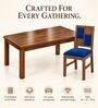 Dvira 6 Seater Dining Set In Provincial Teak Finish With Navy Blue Colour Chair Dvira 6 Seater Dining Set In Provincial Teak Finish With Navy Blue Colour Chair