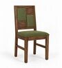 Dvira 6 Seater Dining Set In Provincial Teak Finish With Olive Green Colour Chair Dvira 6 Seater Dining Set In Provincial Teak Finish With Olive Green Colour Chair