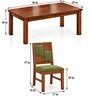 Dvira 6 Seater Dining Set In Provincial Teak Finish With Olive Green Colour Chair Dvira 6 Seater Dining Set In Provincial Teak Finish With Olive Green Colour Chair