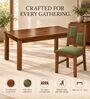 Dvira 6 Seater Dining Set In Provincial Teak Finish With Olive Green Colour Chair Dvira 6 Seater Dining Set In Provincial Teak Finish With Olive Green Colour Chair