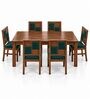 Dvira 6 Seater Dining Set In Provincial Teak Finish With Teal Green Colour Chair Dvira 6 Seater Dining Set In Provincial Teak Finish With Teal Green Colour Chair