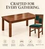 Dvira 6 Seater Dining Set In Provincial Teak Finish With Teal Green Colour Chair Dvira 6 Seater Dining Set In Provincial Teak Finish With Teal Green Colour Chair