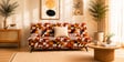 Dwayne Printed 3 Seater Sofa Cum Bed Orange Multi Color