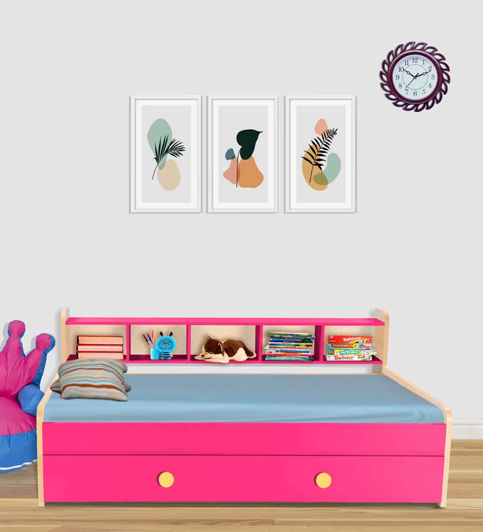 Dwan Kids Bed in Pink Finish with Drawer Storage