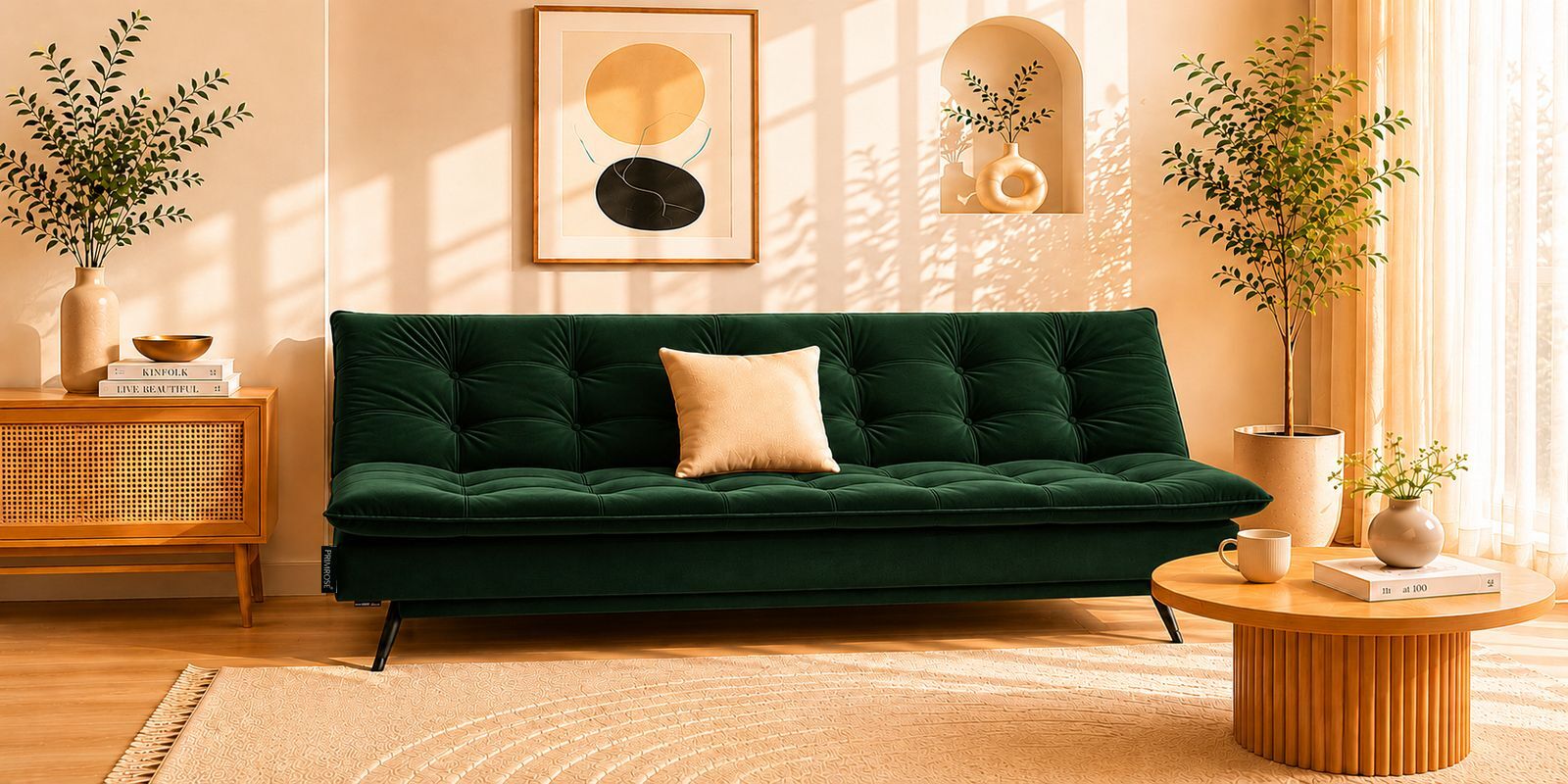 Dwayne 3 Seater Sofa Cum Bed Green Color