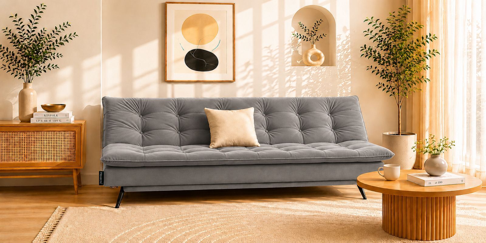 Dwayne 3 Seater Sofa Cum Bed Grey Color