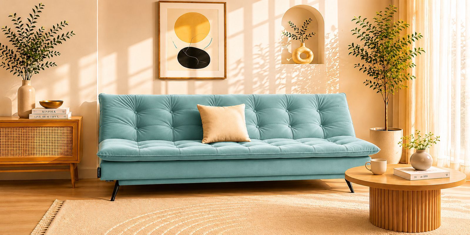 Dwayne 3 Seater Sofa Cum Bed Teal Color Dwayne 3 Seater Sofa Cum Bed Teal Color