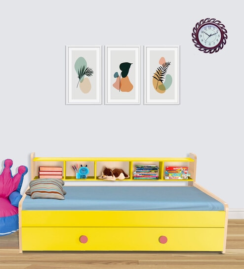 Dwan Kids Bed in Yellow Colour with Drawer Storage