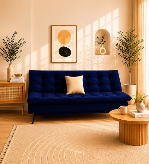 Dwayne 3 Seater Sofa Cum Bed Blue Color