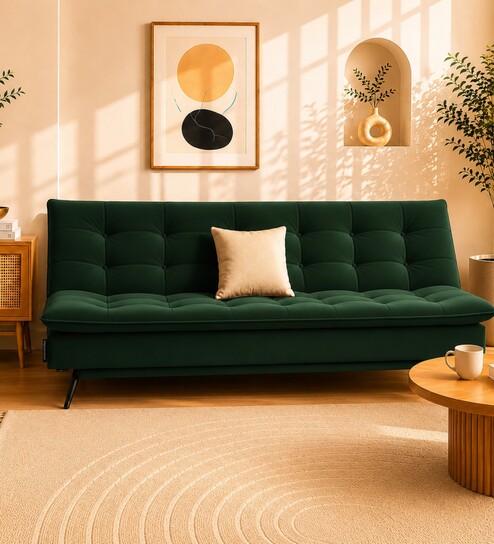 Dwayne 3 Seater Sofa Cum Bed Green Color