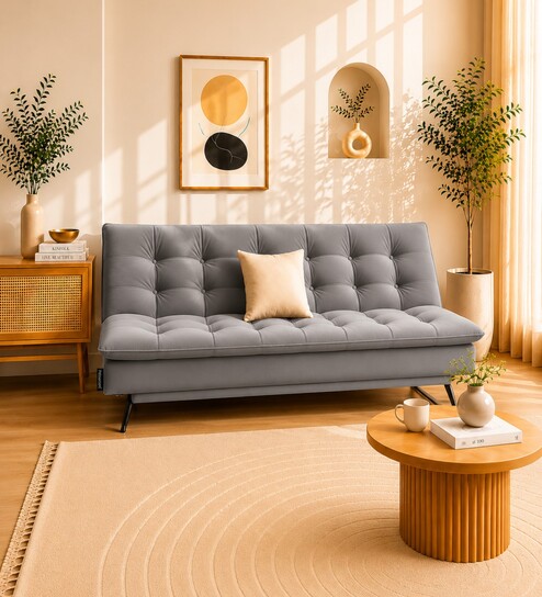 Dwayne 3 Seater Sofa Cum Bed Grey Color