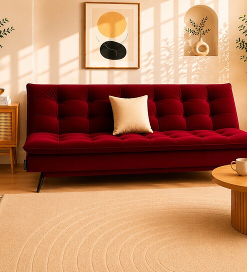 Dwayne 3 Seater Sofa Cum Bed Maroon Color