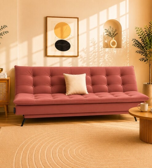 Dwayne 3 Seater Sofa Cum Bed Rose Color