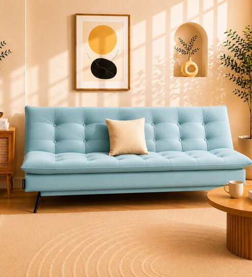Dwayne 3 Seater Sofa Cum Bed Teal Color