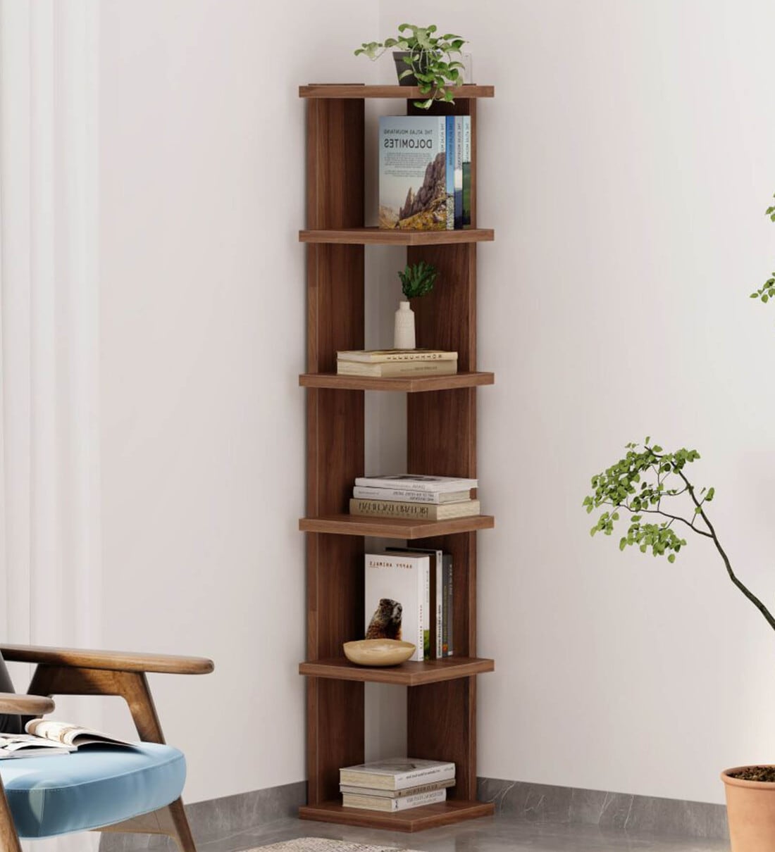 Buy Dyer Book Shelf In Walnut Finish at 30% OFF by Wakefit | Pepperfry