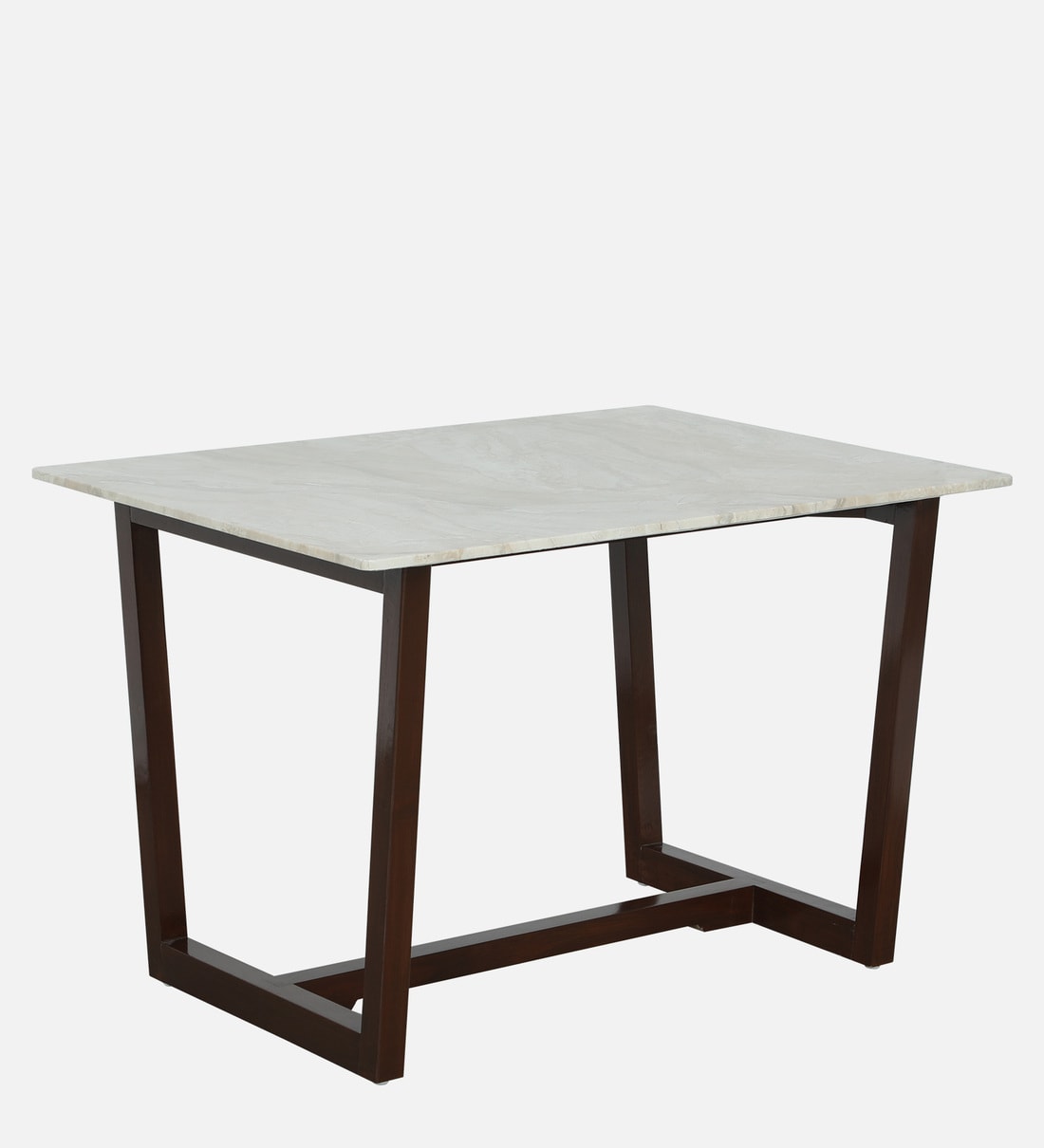 Buy Dyna Solid Wood 4 Seater Dining Table in Natural Teak Wood Finish with Marble Top by Crafted