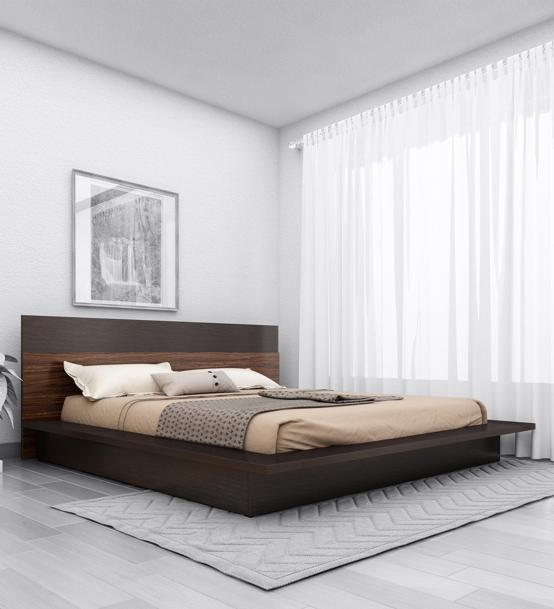 Buy Dynamic King Size Bed with Storage in Wenge Finish by Crystal