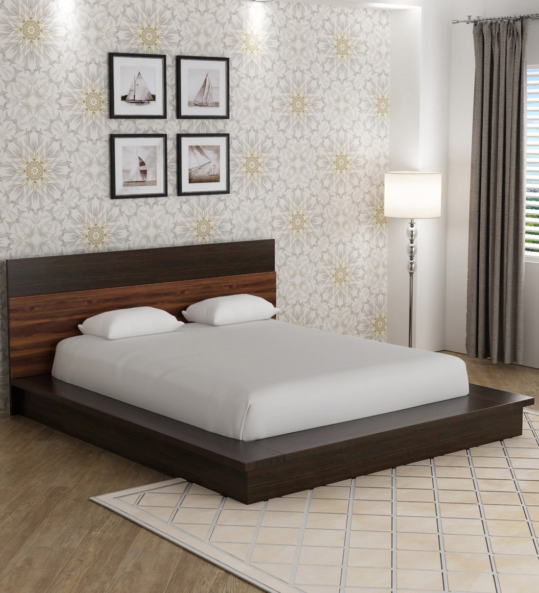 Buy Dynamic Queen Size Bed With Storage In Wenge Finish By Crystal 