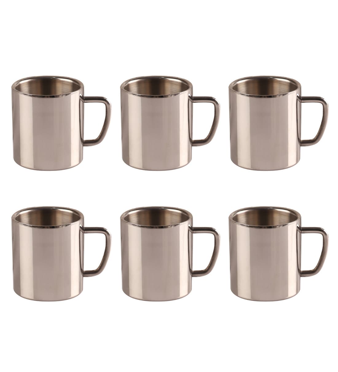 Buy 180 ML Silver Stainless Steel Cups Set of 6 by Dynore Online Cups