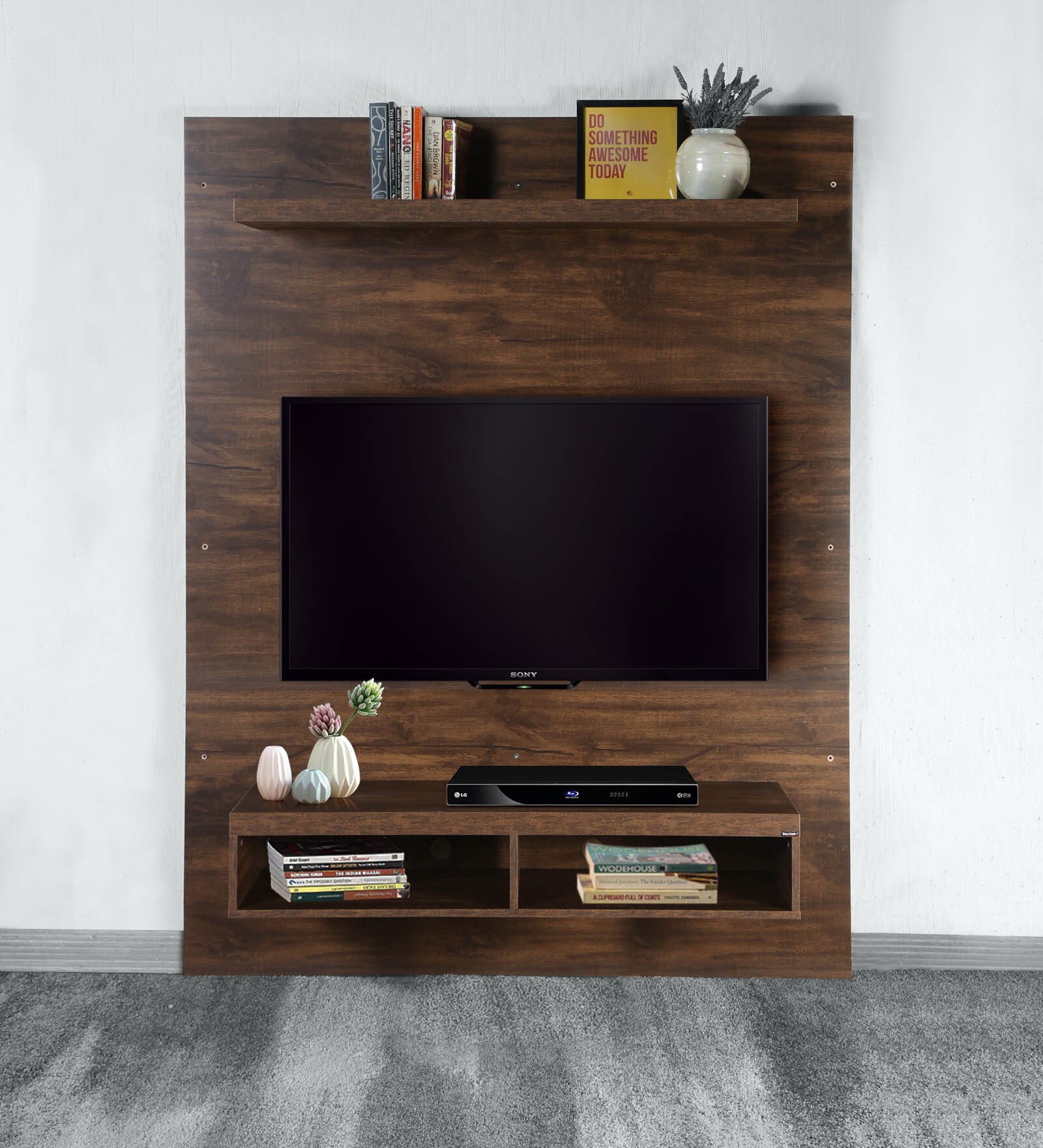 Dylan Wall Mounted TV Unit in Matte Brown Finish