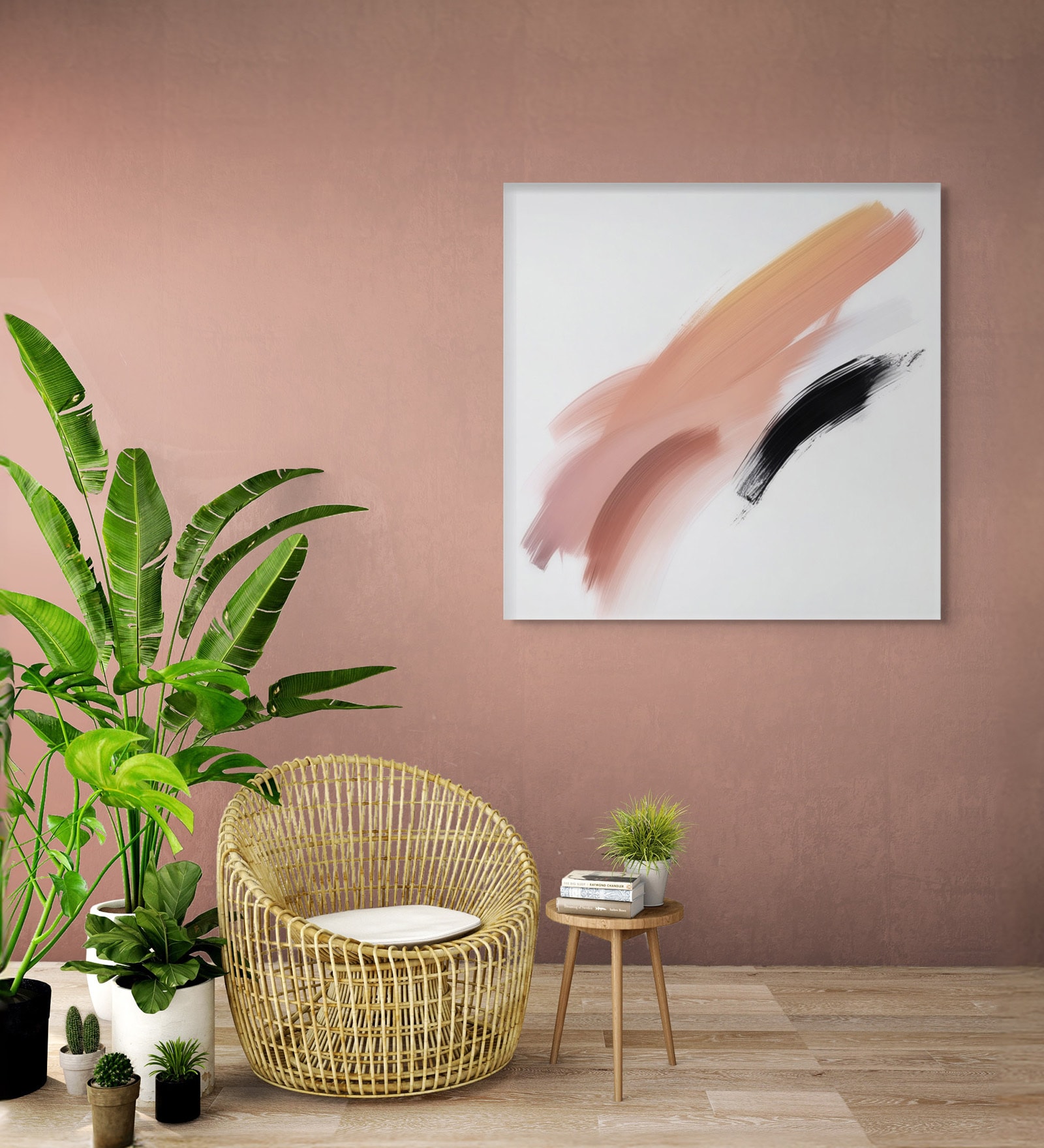 Black and White Brushstroke Canvas Printed Wall Painting Stretch Canvas Frame