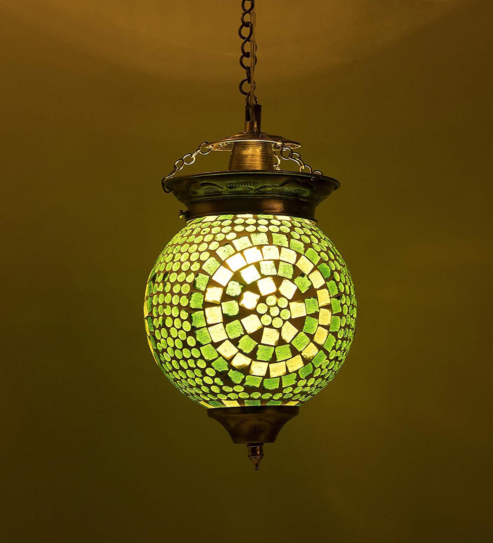 Dynamic Green Glass Hanging Light