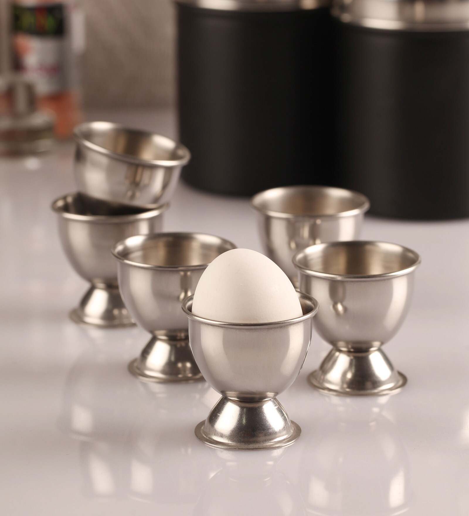 Silver 75 ml Stainless Steel (Set of 6) Egg Bowls